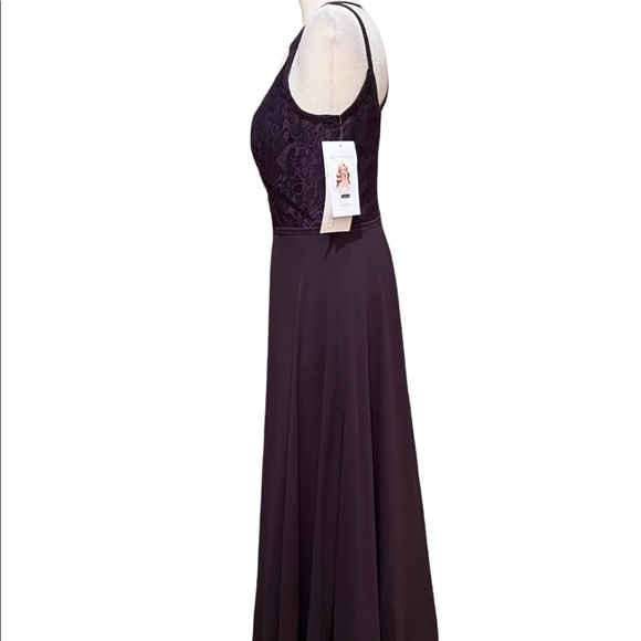 Hayley Paige plum gown. Size 12. NEW - Picture 2 of 4
